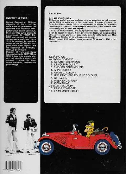 Verso de l'album Clifton Tome 7 Sir Jason