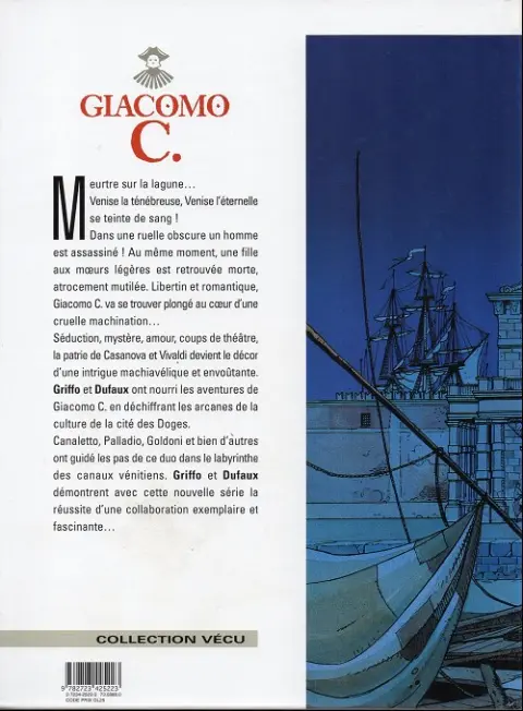 Verso de l'album Giacomo C. Tome 1 Le masque dans la bouche d'ombre