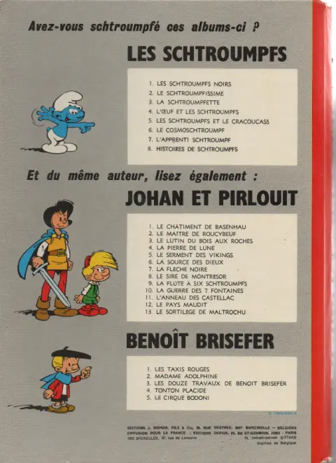 Verso de l'album Johan et Pirlouit Tome 7 La flèche noire