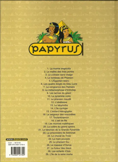 Verso de l'album Papyrus Tome 10 La pyramide noire