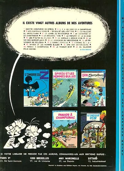 Verso de l'album Spirou et Fantasio Tome 3 Les chapeaux noirs
