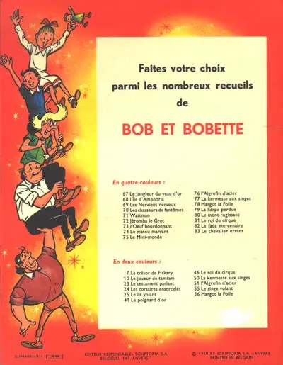 Verso de l'album Bob et Bobette Tome 83 Le chevalier errant