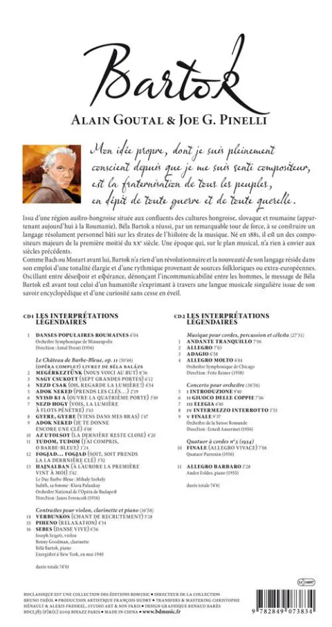 Verso de l'album BD Classique Tome 3 Bartok