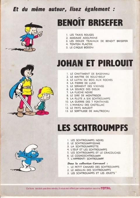 Verso de l'album Les Schtroumpfs Schtroumpfonie en Ut