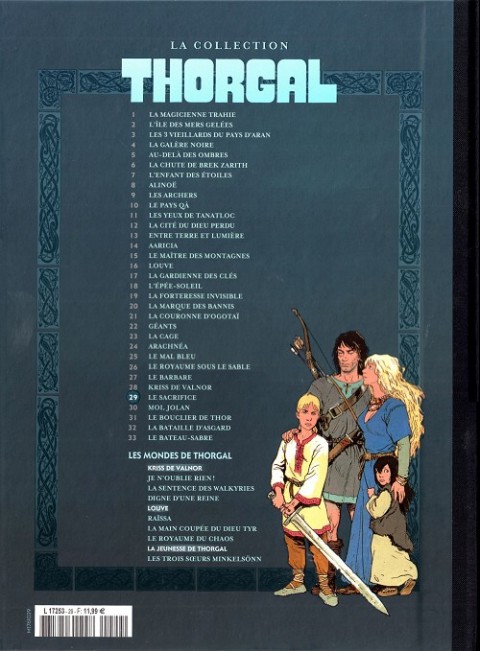 Verso de l'album Thorgal Tome 29 Le sacrifice