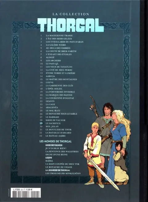 Verso de l'album Thorgal La collection Tome 29 Le sacrifice