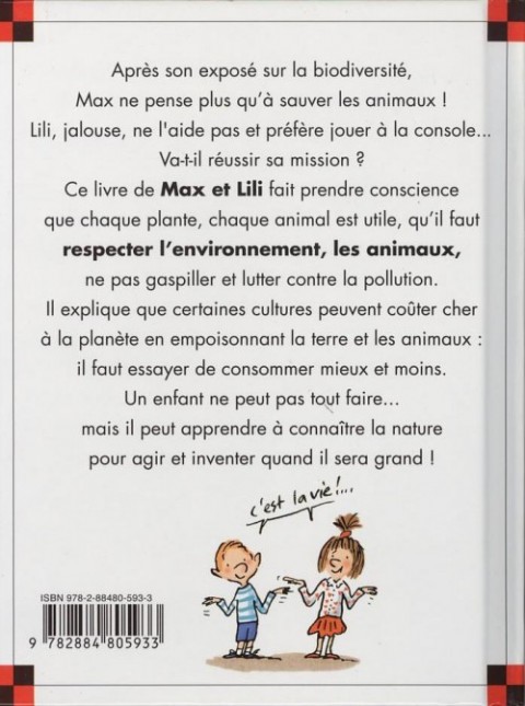 Verso de l'album Ainsi va la vie Tome 96 Max veut sauver les animaux