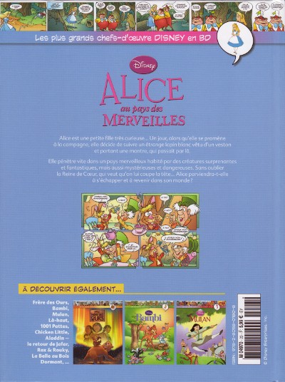 Verso de l'album Les plus grands chefs-d'œuvre Disney en BD Tome 23 Alice au pays des merveilles