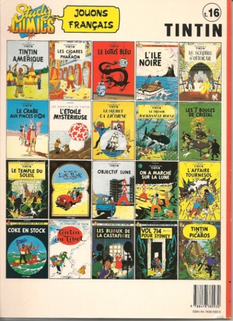 Verso de l'album Tintin Tome 16 L'oreille cassée