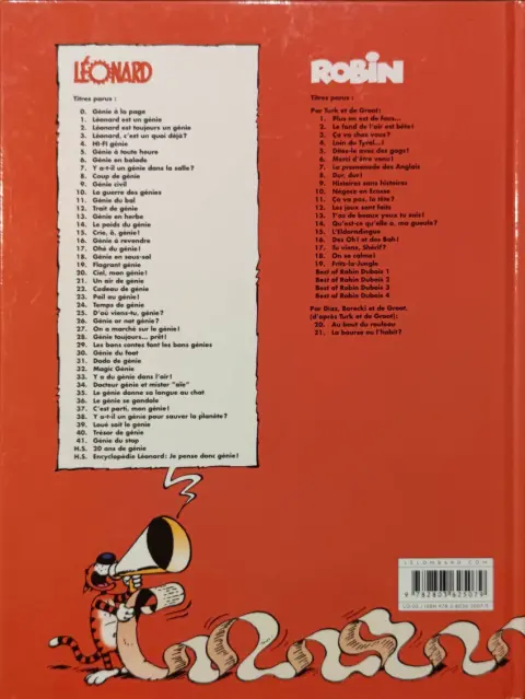 Verso de l'album Léonard Tome 39 Loué soit le génie