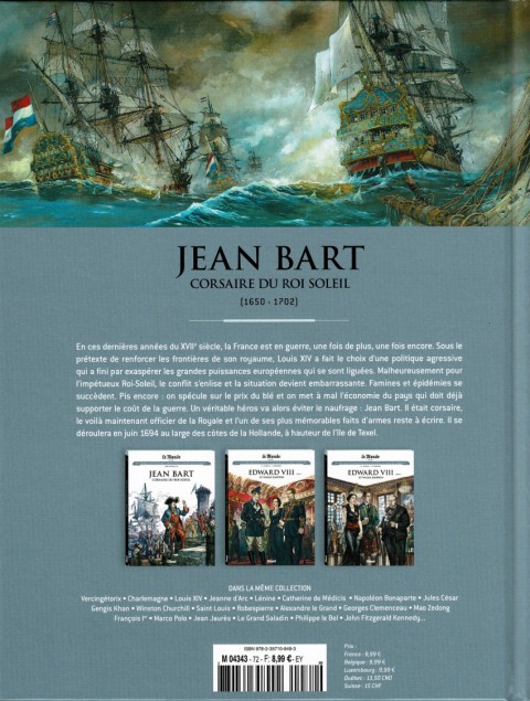 Verso de l'album Les grands personnages de l'Histoire en bandes dessinées Tome 72 Jean Bart, Corsaire du Roi Soleil