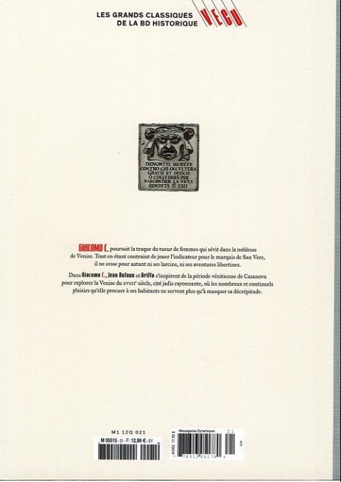 Verso de l'album Les grands Classiques de la BD Historique Vécu - La Collection Tome 22 Giacomo C. - Tome II : La Chute de l'ange