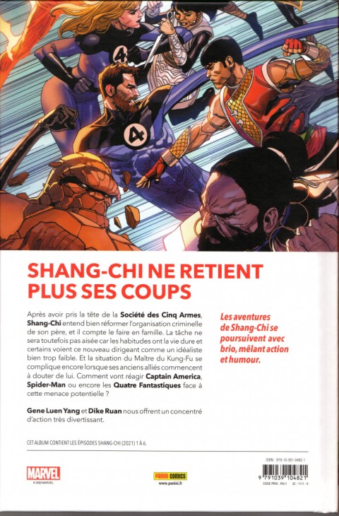 Verso de l'album Shang-Chi Tome 2 Shang-Chi VS l'univers Marvel
