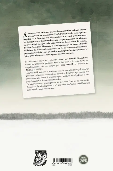 Verso de l'album Ed Gein Autopsie d'un tueur en série
