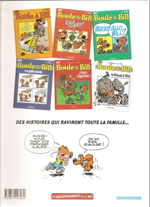 Verso de l'album Boule & Bill Tome 28 Les quatre saisons