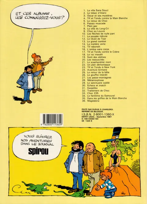 Verso de l'album Tif et Tondu Tome 18 Le roc maudit