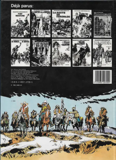 Verso de l'album Jerry Spring Tome 14 Les broncos du Montana