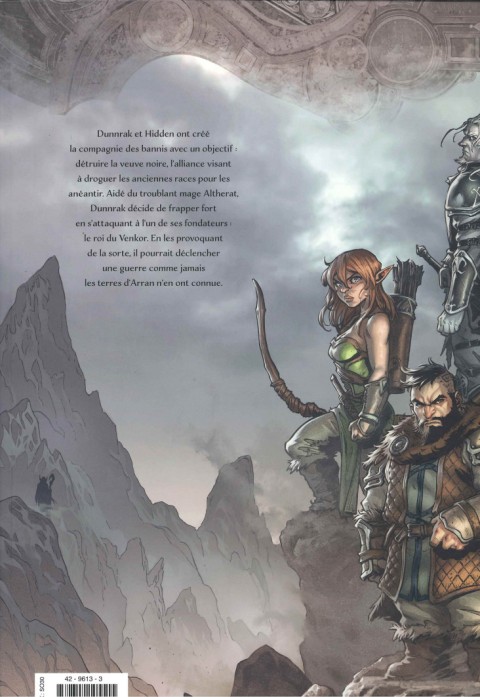 Verso de l'album Les Terres d'Arran : Guerres d'Arran 1 La Compagnie des bannis