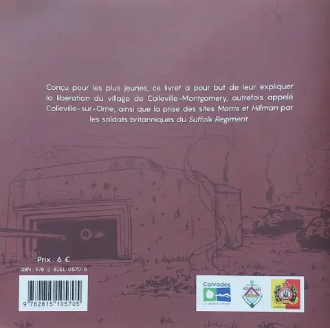 Verso de l'album De Sword à Hillman 6 juin 1944, la libération de Colleville-sur-Orne