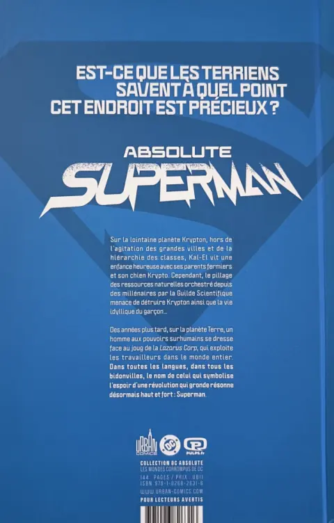 Verso de l'album Absolute Superman Tome 1 Les poussières de Krypton