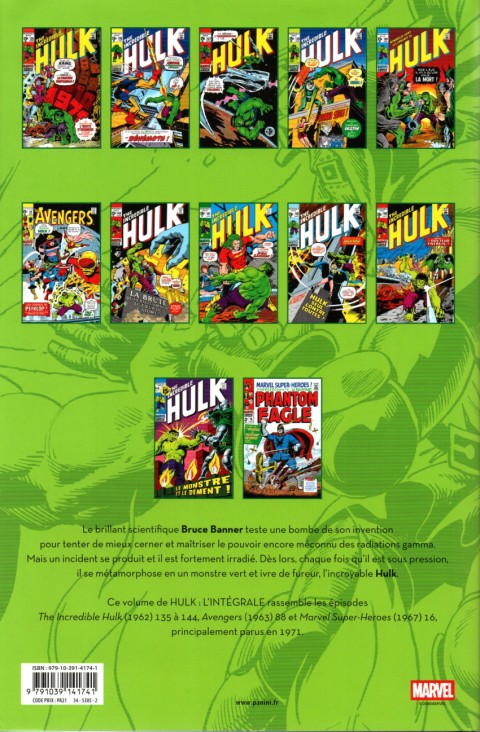 Verso de l'album Hulk - L'Intégrale Volume 20 1971