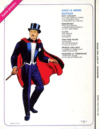 Verso de l'album Mandrake Tome 3 La nuit des héros