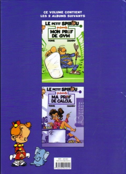 Verso de l'album Le Petit Spirou présente... Mon prof de gym - Ma prof de calcul