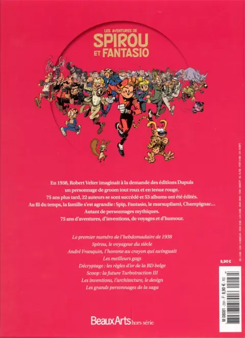 Verso de l'album Spirou et Fantasio Spirou a 75 ans