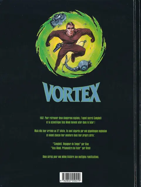 Verso de l'album Vortex Campbell, voyageur du temps 2