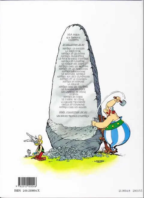 Verso de l'album Astérix Tome 4 Astérix gladiateur