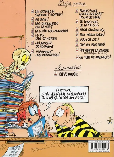 Verso de l'album L'Élève Ducobu Tome 3 Les réponses ou la vie ?
