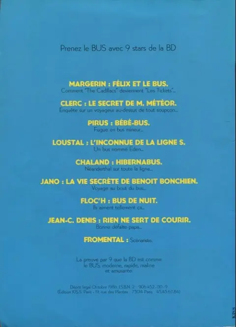 Verso de l'album Félix et le bus TUB