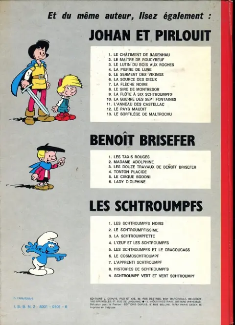 Verso de l'album Johan et Pirlouit Tome 7 La flèche noire
