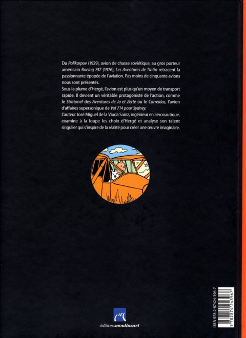 Verso de l'album Hergé, Tintin et les avions