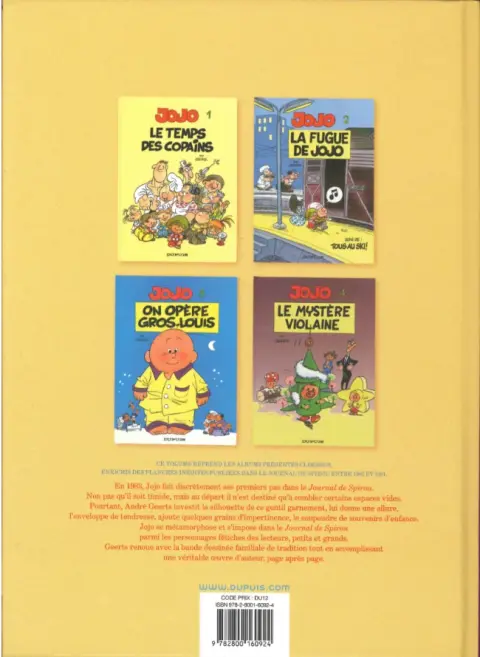 Verso de l'album Jojo Intégrale 1 1983-1991