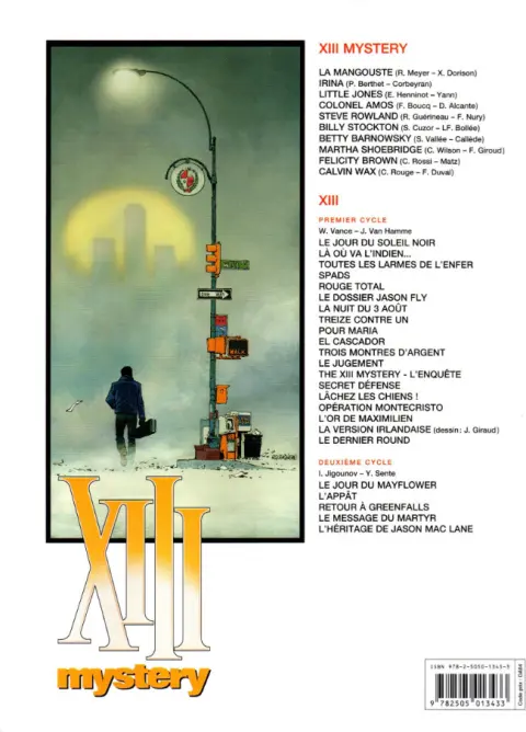 Verso de l'album XIII Mystery Tome 5 Steve Rowland