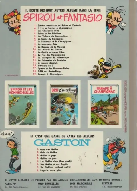 Verso de l'album Spirou et Fantasio Tome 16 L'ombre du Z