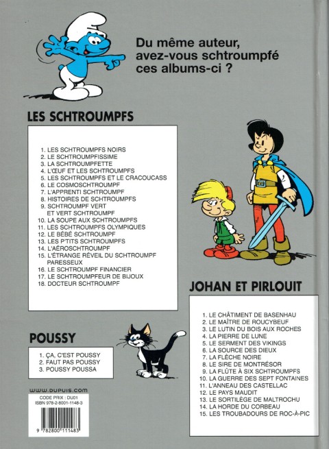 Verso de l'album Les Schtroumpfs Tome 12 Le bébé schtroumpf