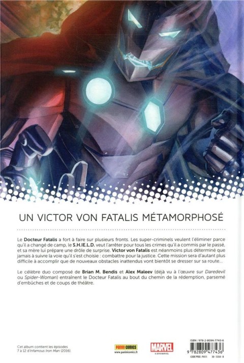 Verso de l'album Infamous Iron Man Tome 2 Fatalis, notre allié