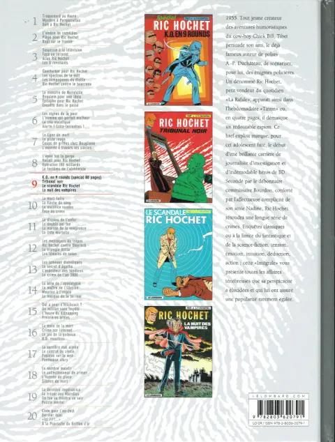 Verso de l'album Ric Hochet Intégrale Tome 9
