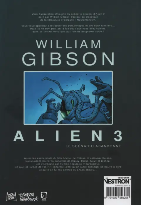 Verso de l'album Alien 3 par William Gibson Le scénario abandonné