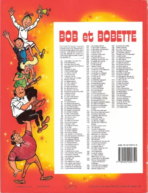 Verso de l'album Bob et Bobette Tome 90 Le poignard d'or