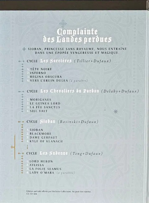 Verso de l'album Complainte des Landes perdues Sioban Tome 3 Dame Gerfaut