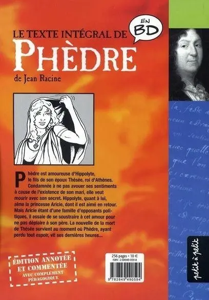 Verso de l'album Théâtre en BD Tome 3 Phèdre en BD