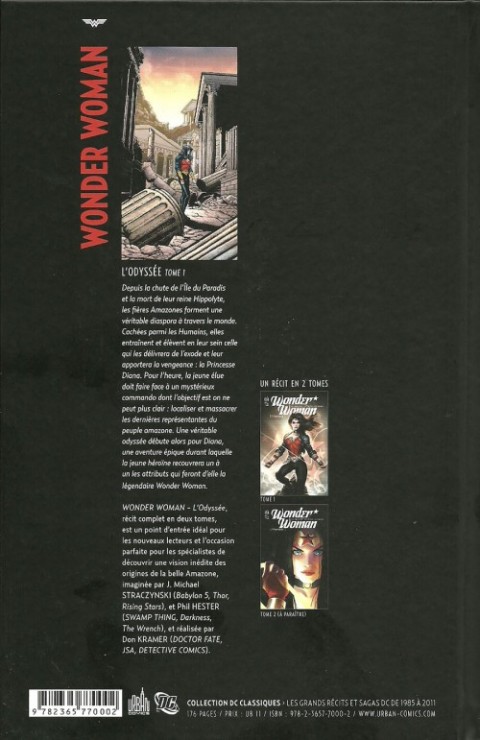 Verso de l'album Wonder Woman : L'Odyssée Tome 1