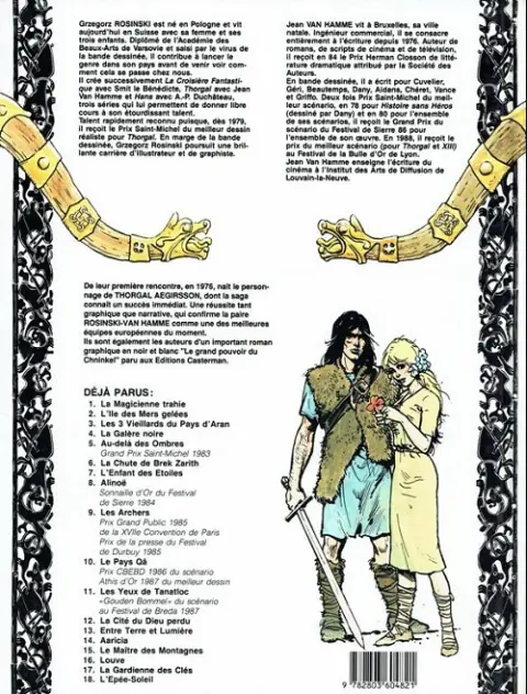 Verso de l'album Thorgal Tome 8 Alinoë