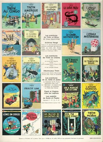 Verso de l'album Tintin Tome 5 Le lotus bleu