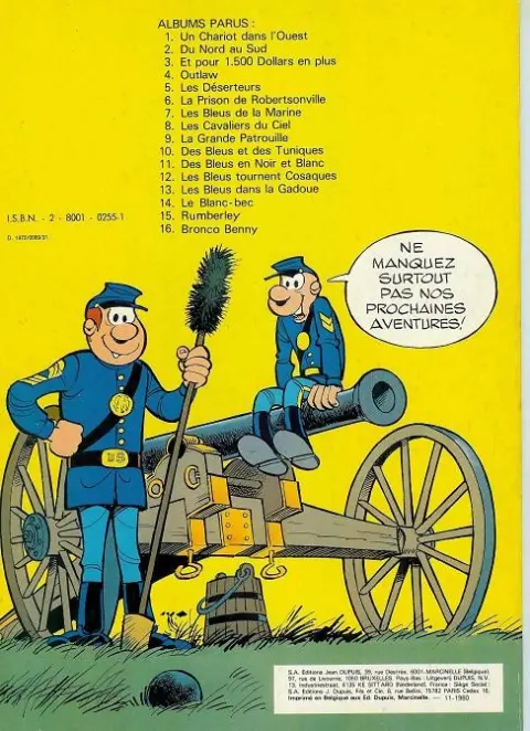 Verso de l'album Les Tuniques Bleues Tome 1 Un chariot dans l'Ouest