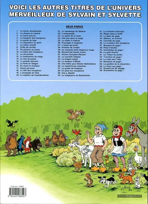 Verso de l'album Sylvain et Sylvette Tome 58 Brochettes de gags !