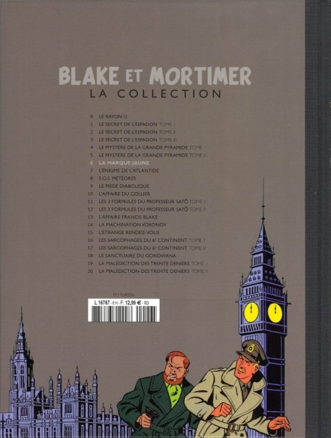 Verso de l'album Blake et Mortimer La Collection Tome 6 La Marque jaune